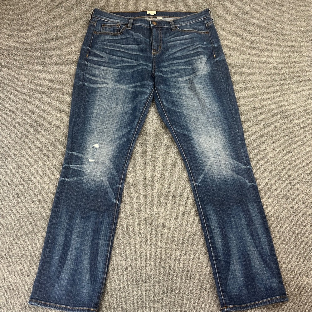 J.Crew Straight Leg Jeans Mens 30 Blue Distressed Whiskered Denim Americana